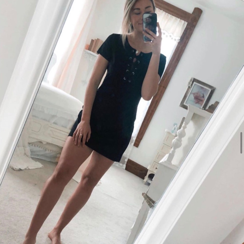 Express velvet lbd with tie up cross cross neck